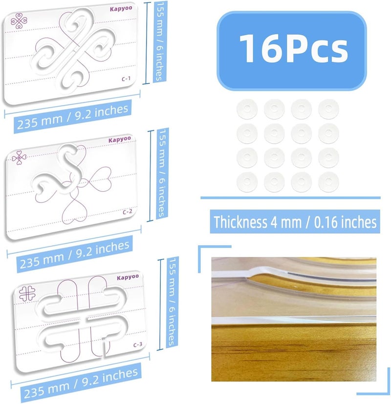 Kapyoo 3Pcs Free Motion Quilting Templates with Non-Slip Grips, Quilting Ruler and Templates for Industrial & Domestic Machines Reusable Stencils for DIY Quilt Designs (25 Series C) - Image 2